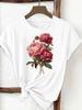 (Asian Size) trend flower cute Woman Women Fashion Tee Top Print Female Clothing Short Sleeve T Shirt Graphic T-shirts