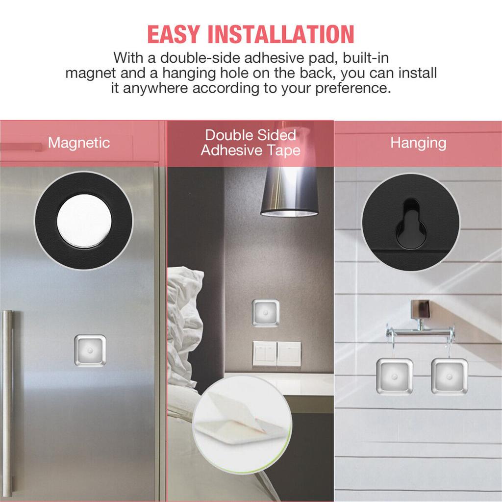 6leds Wireless Motion Sensor Night Light 120 Degree Angle Battery Powered Cabinet Closet Stair Lamp