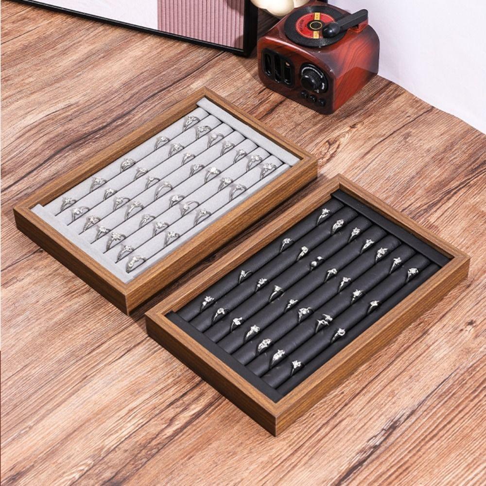 Simple Jewelry Organizer 12/24 Grids Jewelry Display Holder Wooden Jewelry Tray  Jewelry Seller