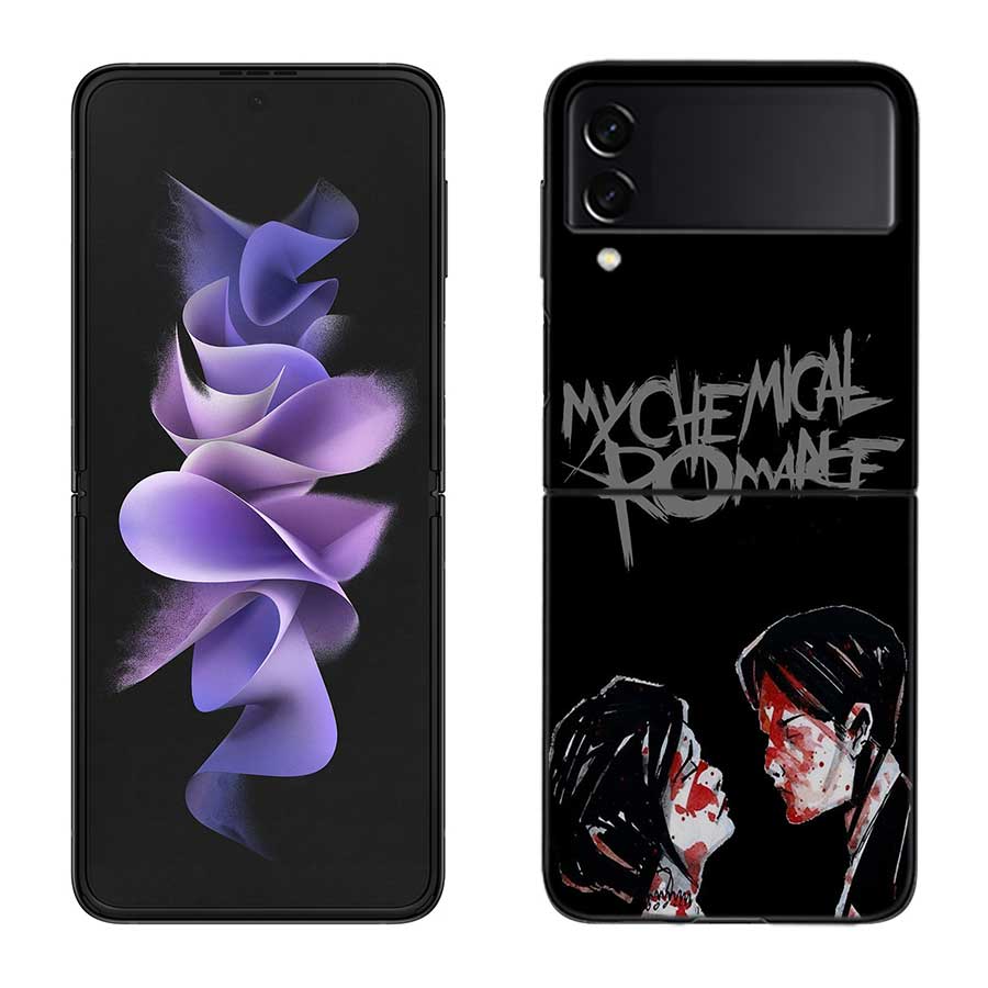 My Chemical Romance MCR Phone Case For Samsung Z Flip 7 6 5G Galaxy Z Flip 5 4 3 Black Hard Cell Cover Luxury PC Shell Coque