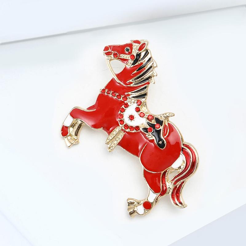 4-Color Alloy Running Horse Brooch Pins Fashion Exquisite Zodiac Horse Badge Women Kid'S Clothes Backpack Brooches New Year Gift