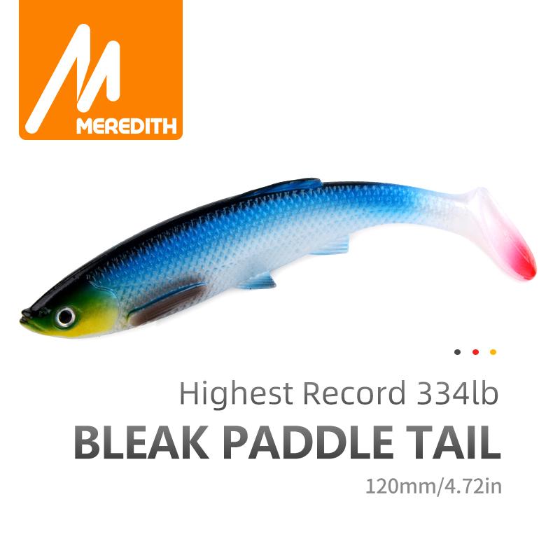 MEREDITH Bleak Paddle Tail Soft Bait 120mm 14.5g 4pcs 3D Eye Real Scale Pike Bass JX64