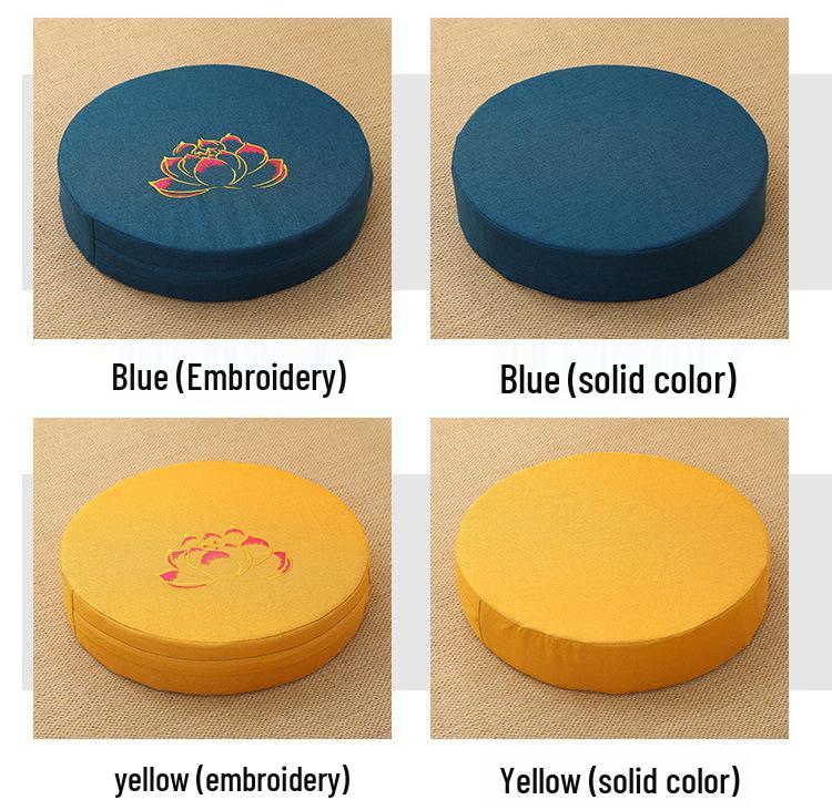 Lněný vyšívaný tatami podsedák na meditaci a zenové klečení - Pratelná podložka na arkýřové okno