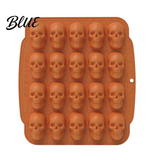 Stampo per Torta Mousse Teschio con 20 Cavità Tema Halloween Silicone Antiaderente Caramelle Flessibile Stampo da Forno Vassoio 3D Realistico per Cottura Gelatina
