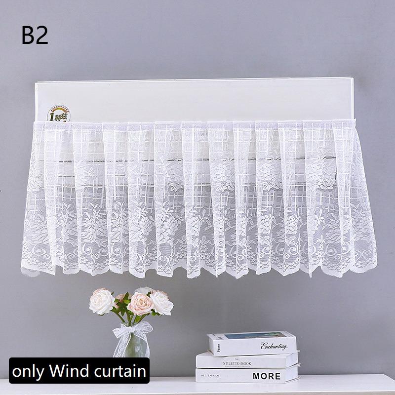Lace Embroidery Flower Curtain Windproof Dust-Proof Hanging Cover Anti-Direct Blowing Air Conditioning Curtain Bedroom Decor
