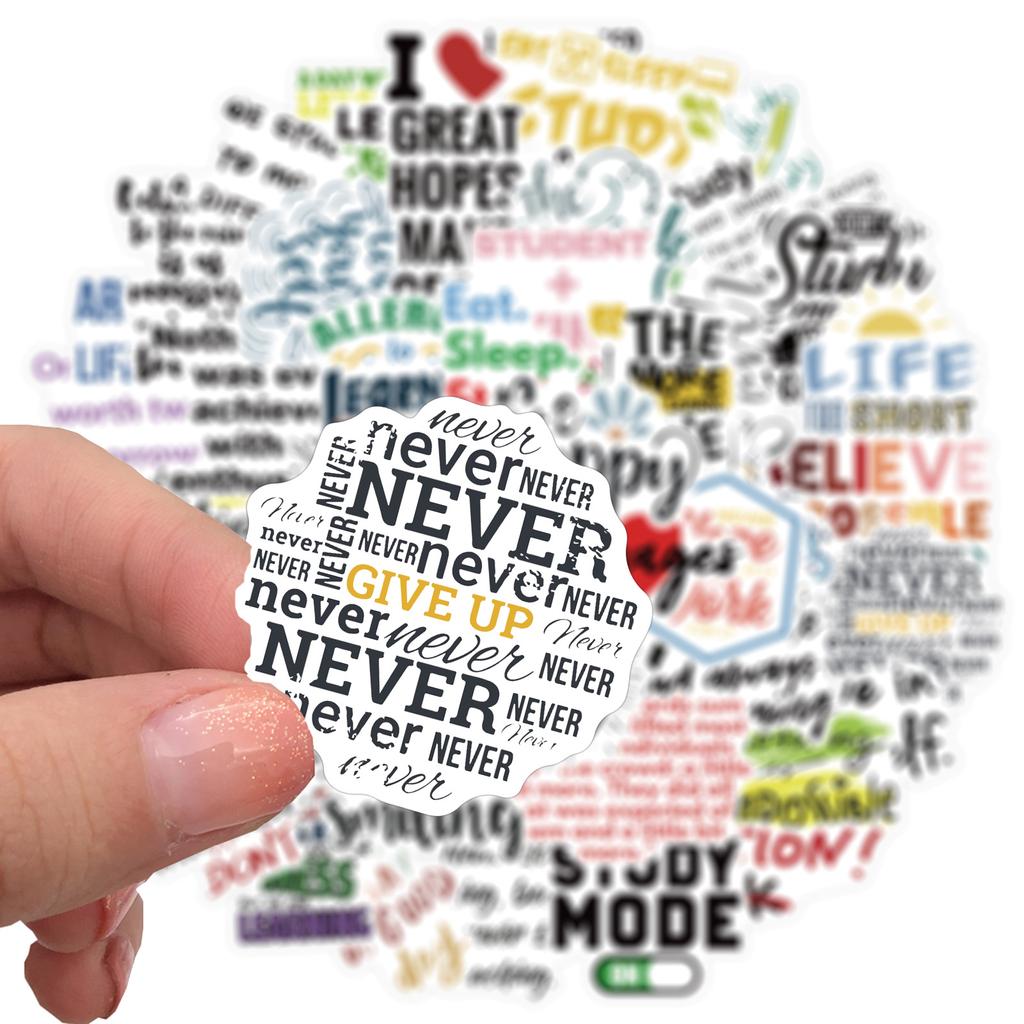 50 Inspirational English Slogans Graffiti Stickers Decorate Suitcases Without Leaving Glue and Waterproof