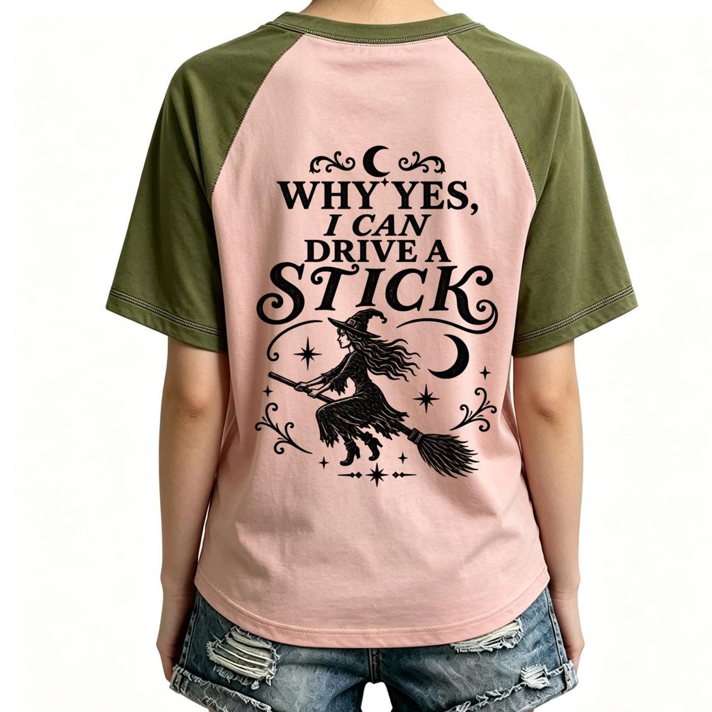 Women's Halloween Printed V-Neck Raglan Sleeve T-Shirt Casual Short Sleeve Top