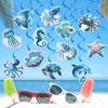 12pcs Paper Hawaiian Spiral Hanging Tag Waterproof Ocean Theme Pendant  Party Favors