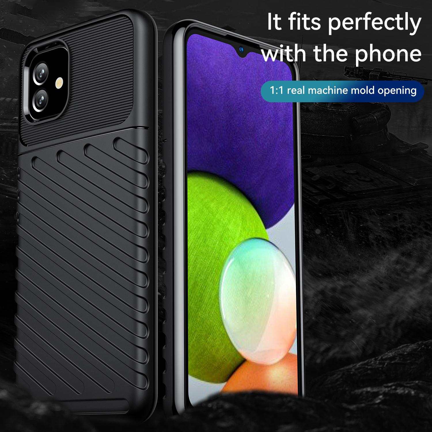 

For Samsung Galaxy A04e 4G/F04 4G/M04 4G Thunder Series Twill Design Thickened TPU Protective Case Scratch-resistant Phone Back Cover Green