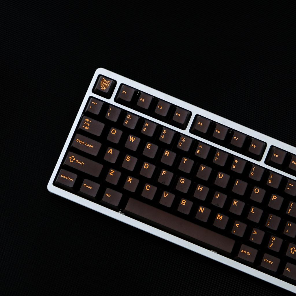 114 Key Ink Orange Custom Semi Transparent Double Shot Key Caps Cherry Profile Translucent ABS Keycaps for MX Switches Keyboard