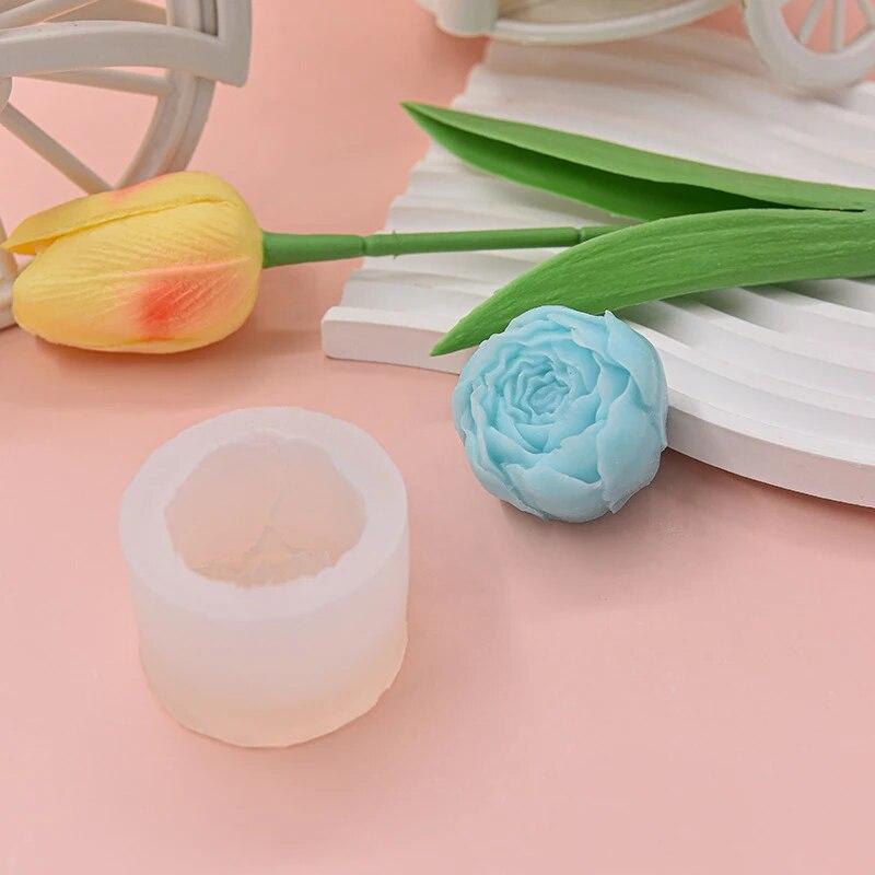 Rose with Buds, Silicone Mold, Flower Soap, Candle Fragrance, Gypsum Cake Mold