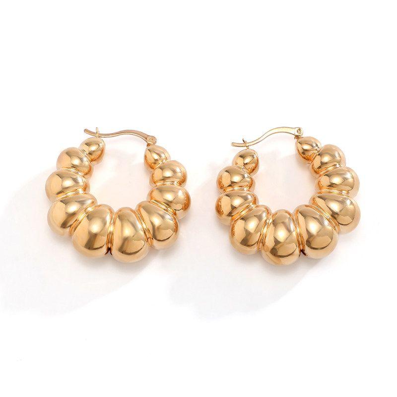 

CCB Plastic Concave-Convex C- Shaped Stud Earrings for Women Fashion Autumn Trendy Niche Style Design Net Red Street Shot Graceful Ear Ornaments Gold