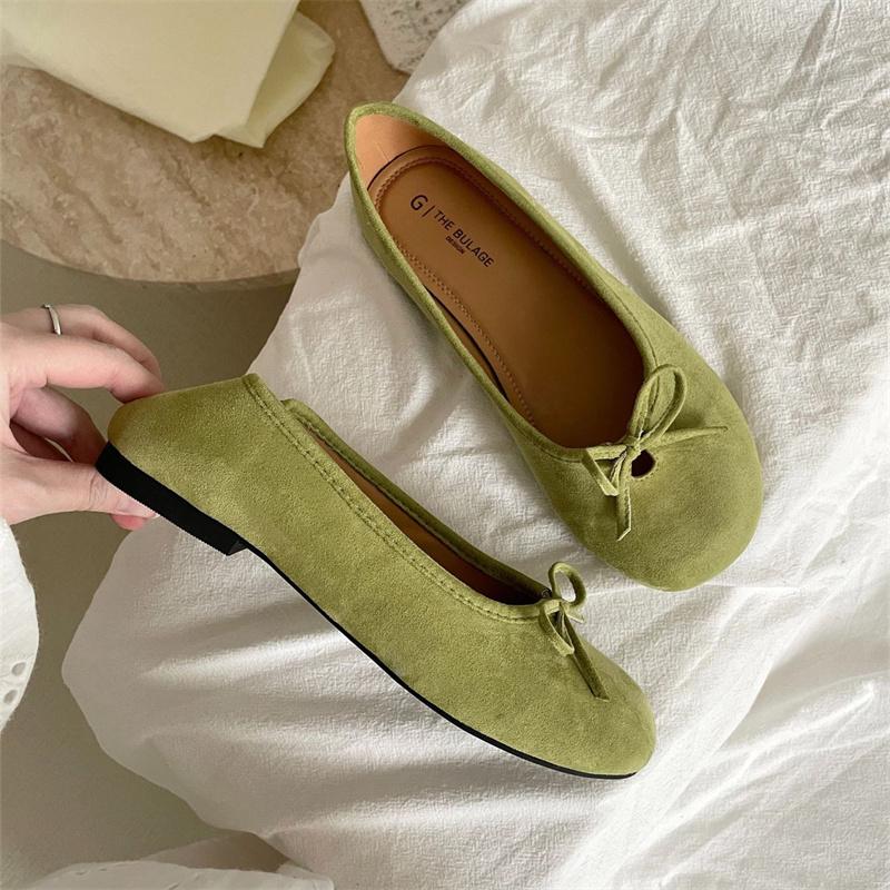Fashion IPPEUM Velvet Ballet Flats Mary Janes Shoes For Women 2025 New Summer Ballerinas Zapatos Mujer 245 светло-зеленый 6569₽