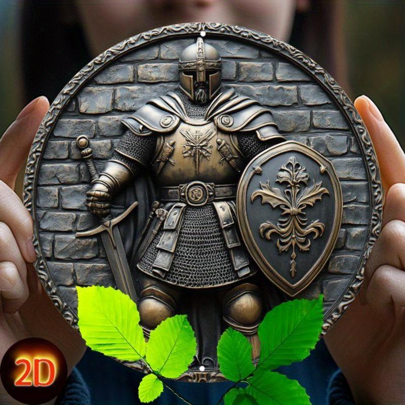 

2d Плоска 20*20см, Гламурний Стиль Середньовічний Шляхетний Лицар Дерев яна Настінна Підвісна Табличка, Багатоцільовий Дім, Кухня, Сад, Художній Настінний Декор 20x20cm