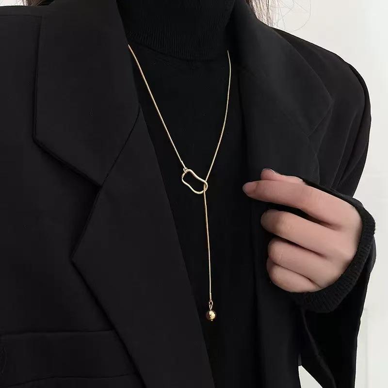 Mangxing Double-layer Necklace Men's Trendy Sweater Chain Light Luxury Niche Design Hip-hop Style Couple Boys and Women's Collarbone Chain