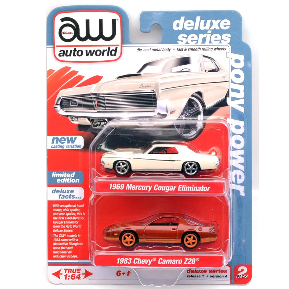 Auto World 1/64 Scale 2-Pack - 1969 Mercury Cougar Eliminator / 1983 Chevy Camaro Z28 1969 AW2PK006-03