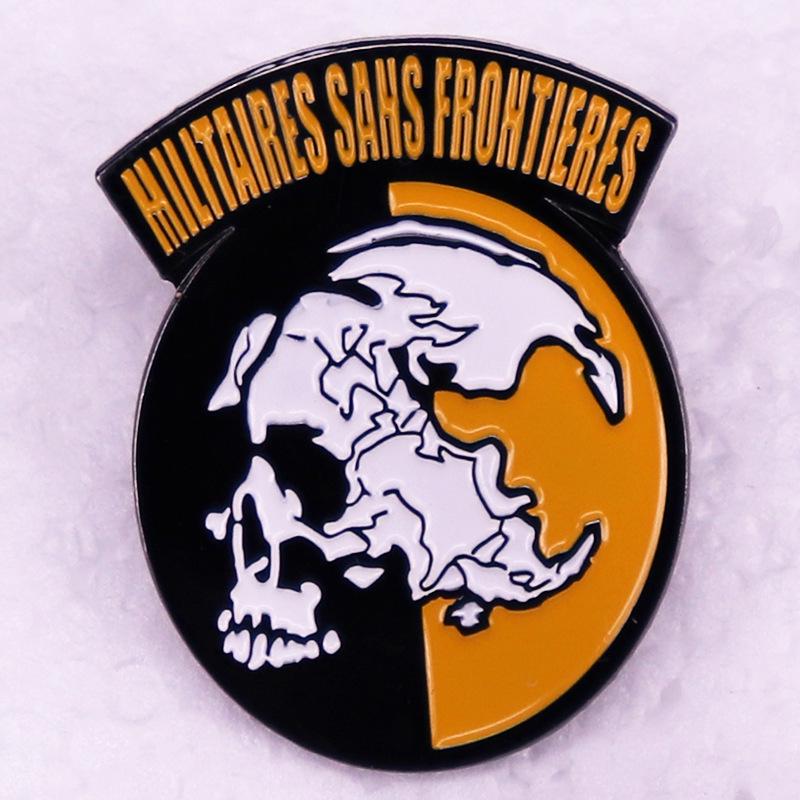 Metal Gear Series Military Without Borders Skull Brooch Badge