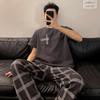 Casual Spring Elastic Waist Summer Young Boys Sleepwear Mens Pajamas Set Stripe Short Sleeve Nightwear Pijama Home Wear Clothes