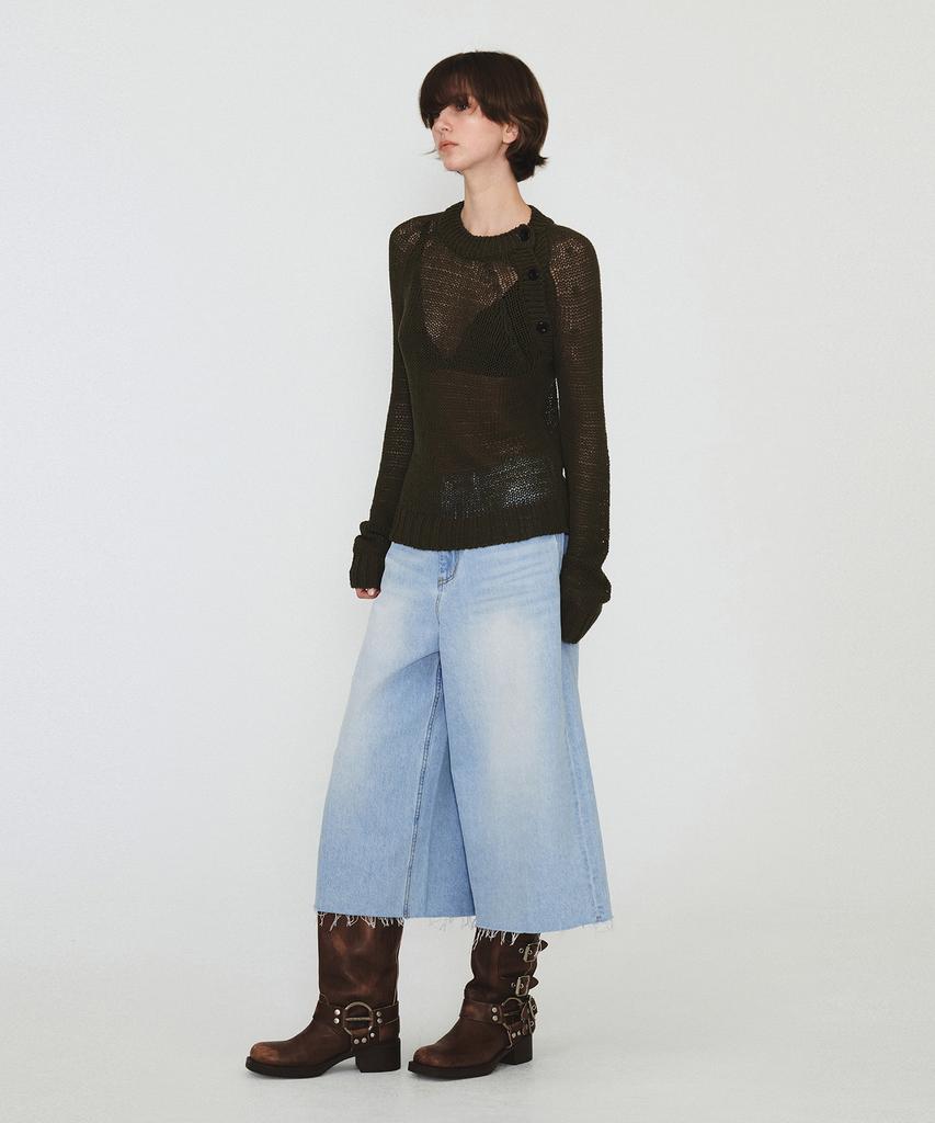 Daiaegeuneol Diagonal Button Netting Knit (Khaki)