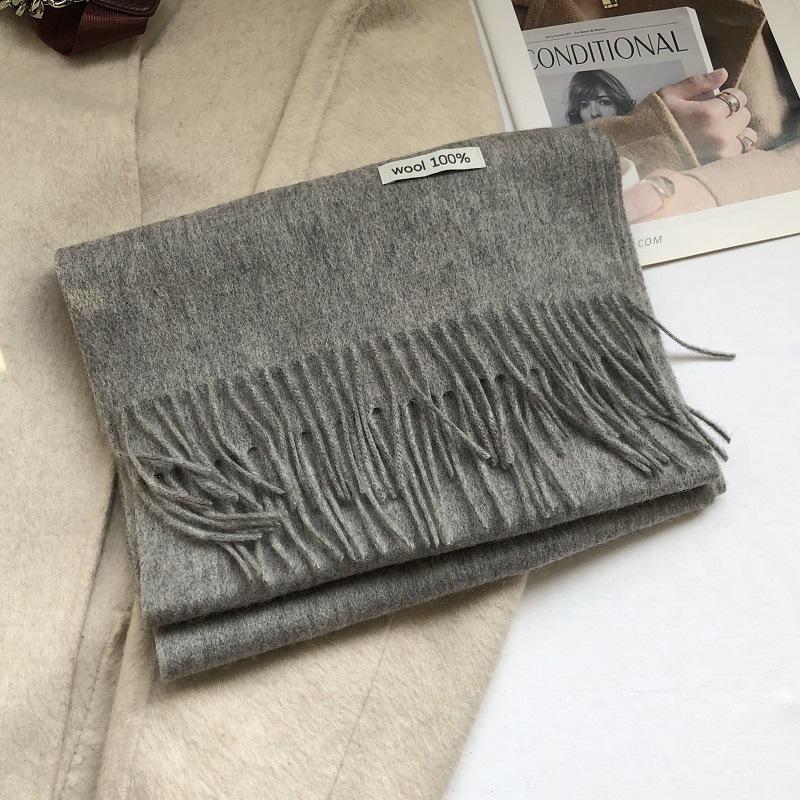 Ladies Wool 100% Australian Pure Wool Scarf Women Long Fringed Warm Cashmere Shawl Winter Thik Warm Knitted Neck Scarf Wrap