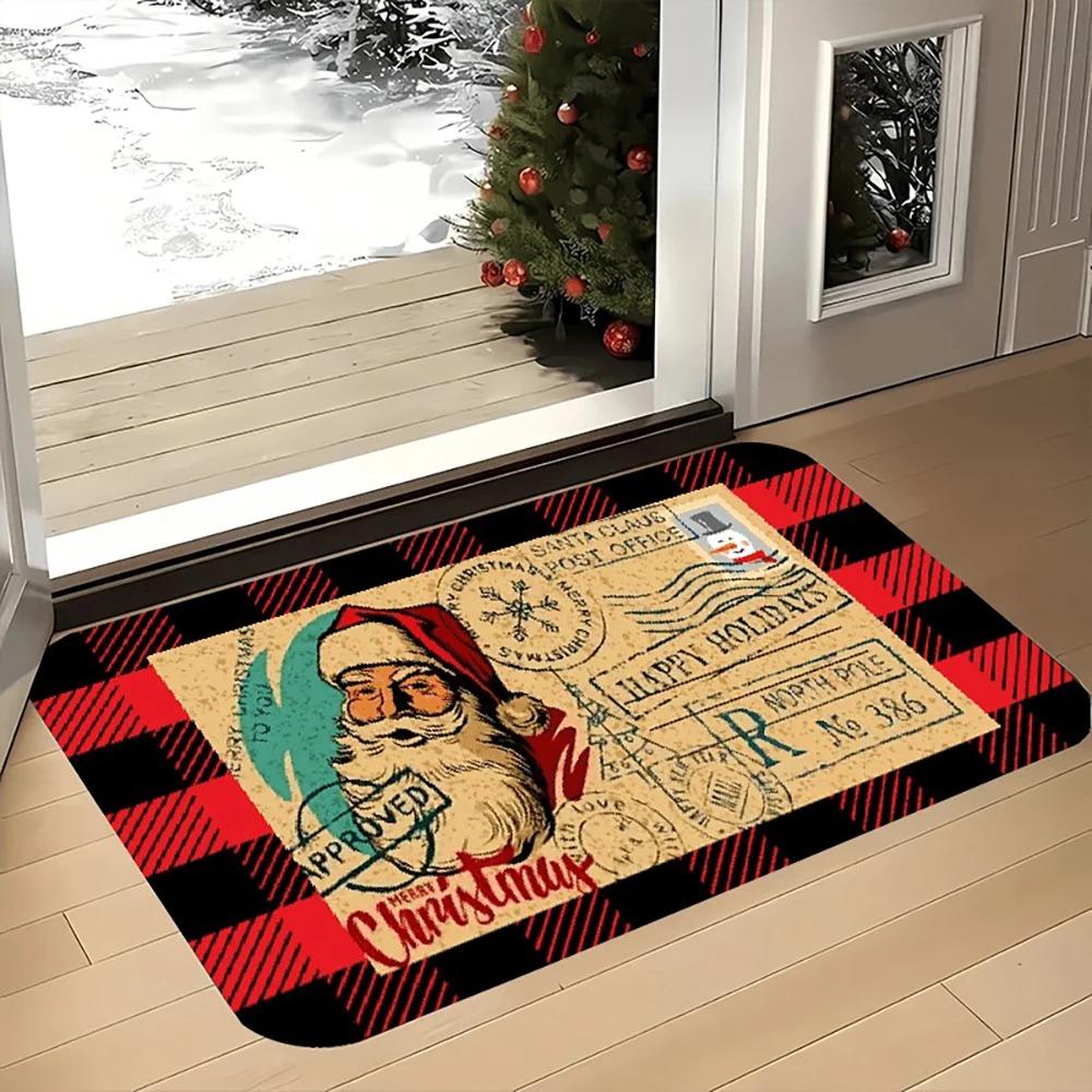 

Christmas Print Welcome Doormat Non-Slip Washable Carpet for Living Room Bedroom Bathroom Kitchen Laundry Rug 40x60cm