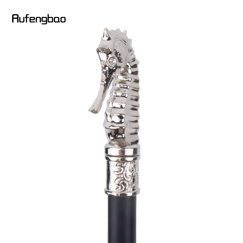 White Luxury Hippocampus Walking Cane Fashion Decorative Walking Stick Gentleman Elegant Cosplay Cane Knob Crosier 93cm