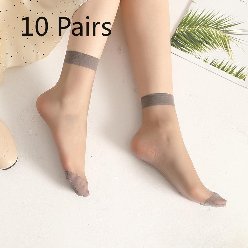 

10 пар женских летних тонких хлопковых носков с антизацепками, на проволочной основе, не скользящих 10 Pairs серый