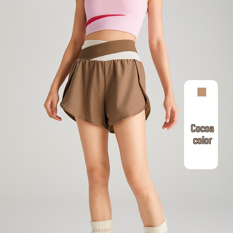 Women's Color-Block High-Waisted Quick-Dry Yoga and Running Shorts - Nude Feel, Anti-Exposure Design for Summer