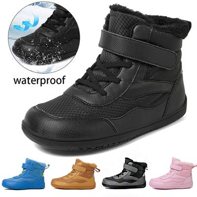 Kids Wide Toe Barefoot Shoes Winter Waterproof Snow Boots Minimalist Sneakers Shoes Outdoor Walking Shoes Girls' Boy Sneakers