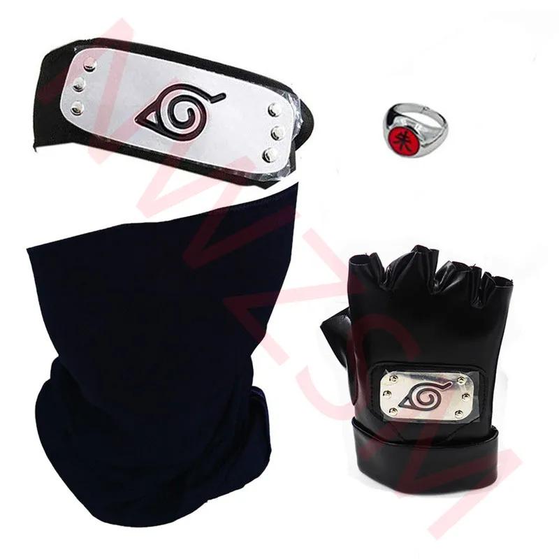Naruto Hatake Kakashi Cosplay Gloves Mask Headband Anime Accessories Kunai Notebook Konohagakurenosato Sign Props