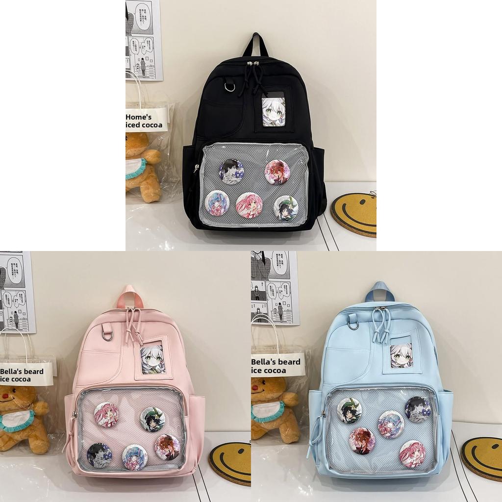Nylon Large Capacity College Style Backpack With Design For Girls Student Commuting
