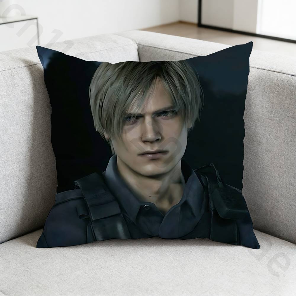 RResident Evil Leon Kennedy Pillow Case Antidustmite Pillowcase Invisible zipper silky short plush Sofa cushion cover