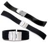 Moda impermeável listrado silicone pulseira de relógio implantação fivela pulseira