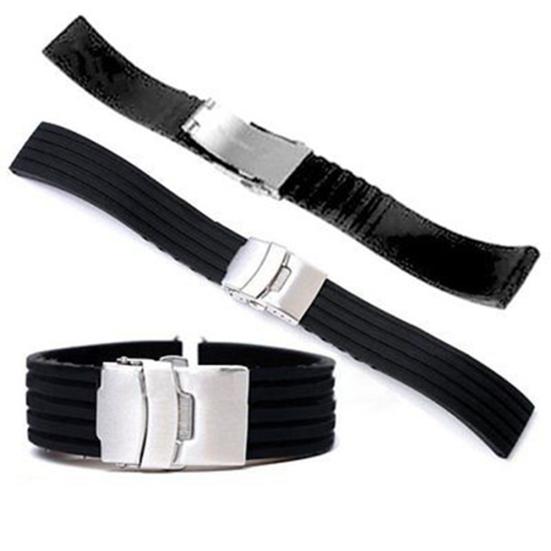 Moda impermeável listrado silicone pulseira de relógio implantação fivela pulseira