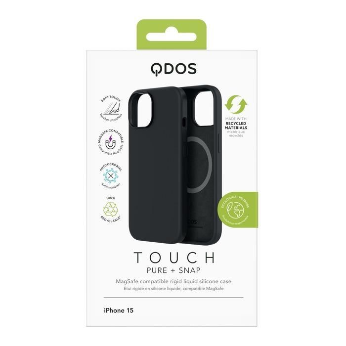 Coque pour iPhone 15 - Touch Pure QDOS - Noir - Souple - Compatible MagSafe