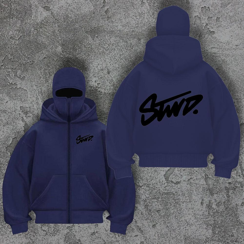 

Американська повсякденна спортивна куртка в стилі Y2K з капюшоном-маскою з подвійним капюшоном, вуличний світшот на блискавці з принтом літер XL