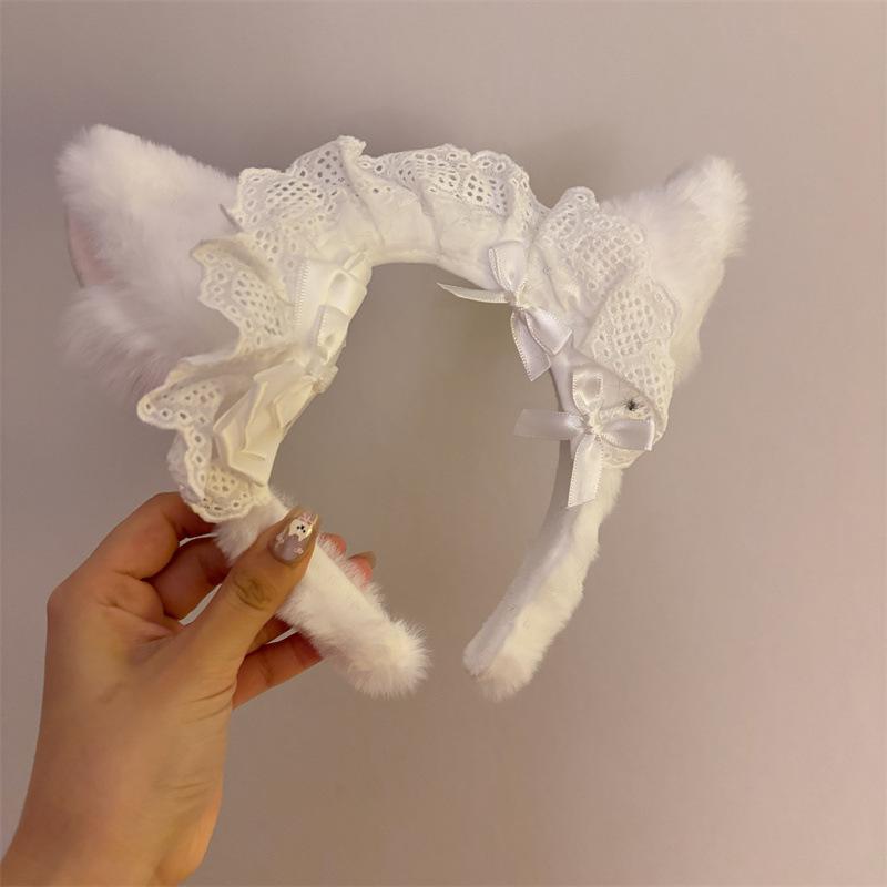

Обруч для волосся з котячими вушками Милий плюшевий обруч для волосся Святковий маскарад Різдво Обруч з вушками тварин Дитячі аксесуари для волосся білий