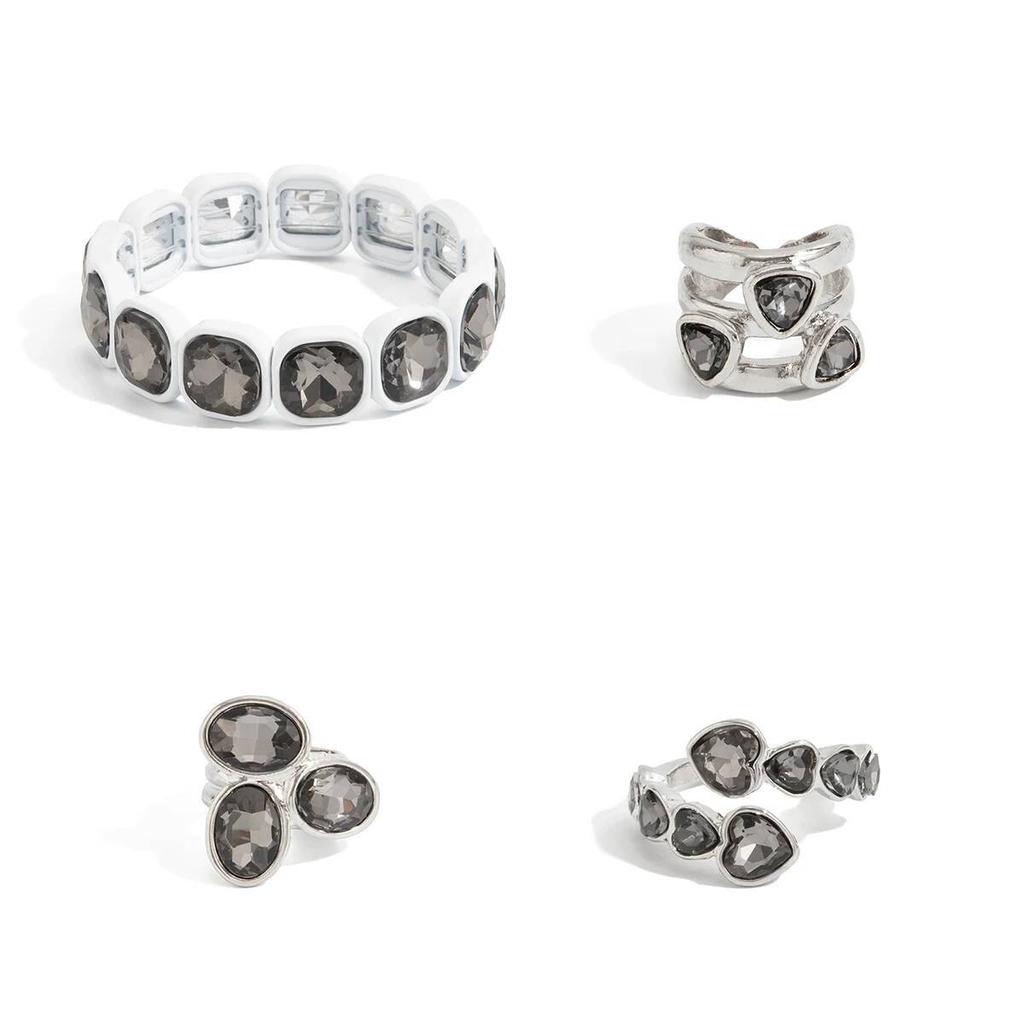 Salircon Elegancka nieregularna bransoletka z akrylowymi cyrkoniami, otwarta obrączka dla kobiet, koreańska moda, geometryczna, regulowana, biżuteria na imprezę, prezent