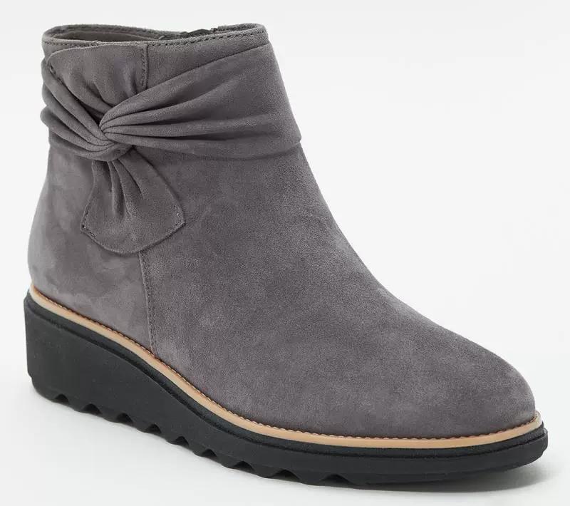 Winter Short Boots Side Zipper Bowties Ladies Boot Female Footwear Women's Autumn Boots Mid Heel Wedges Shoes