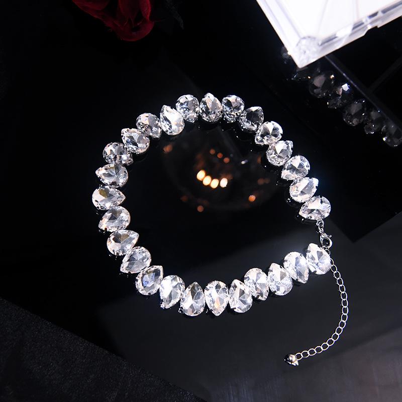 Exquisite Colorful Crystal Teardrop Choker Necklace for European & American Banquet Dress