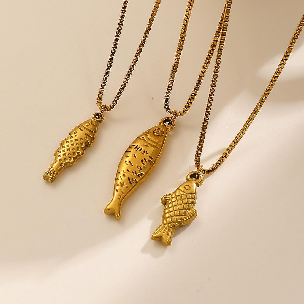 Mode Personnalisée Exquise Simplicité Acier Inoxydable Pendentif Poisson Collier Chaîne Clavicule