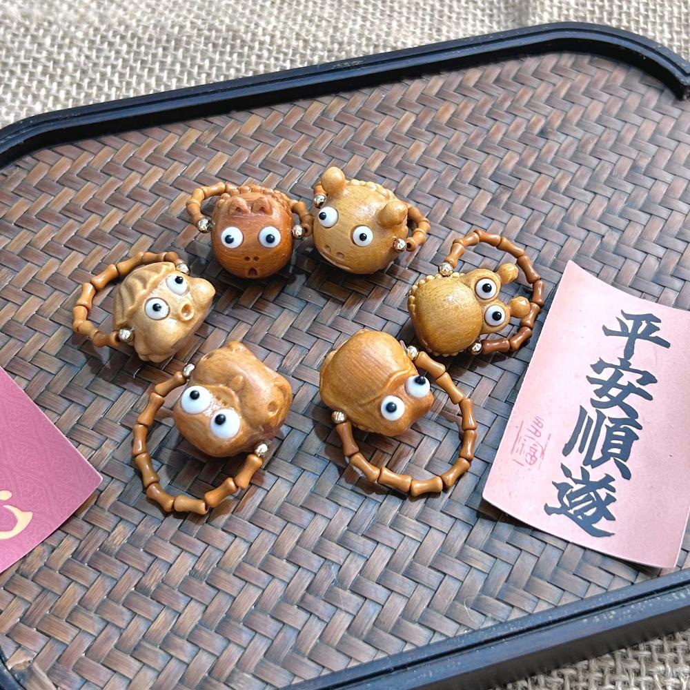 Ghost Funny Ring Adjustable Wood Beaded Rings Creative Sandalwood Ring  Unisex