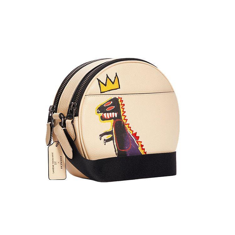 Coach X Basquiat Collaboration 22 Canteen Graffiti Print Round Leather Handheld Shoulder Crossbody Bag Small Women bags Off-white C5451-QBT04