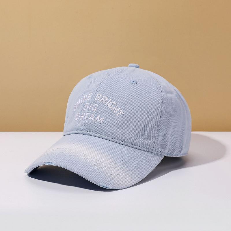 Baseball Cap Retro Washed Letter Embroidery Women'S Spring And Summer Versatile Face Small Soft Top Cap