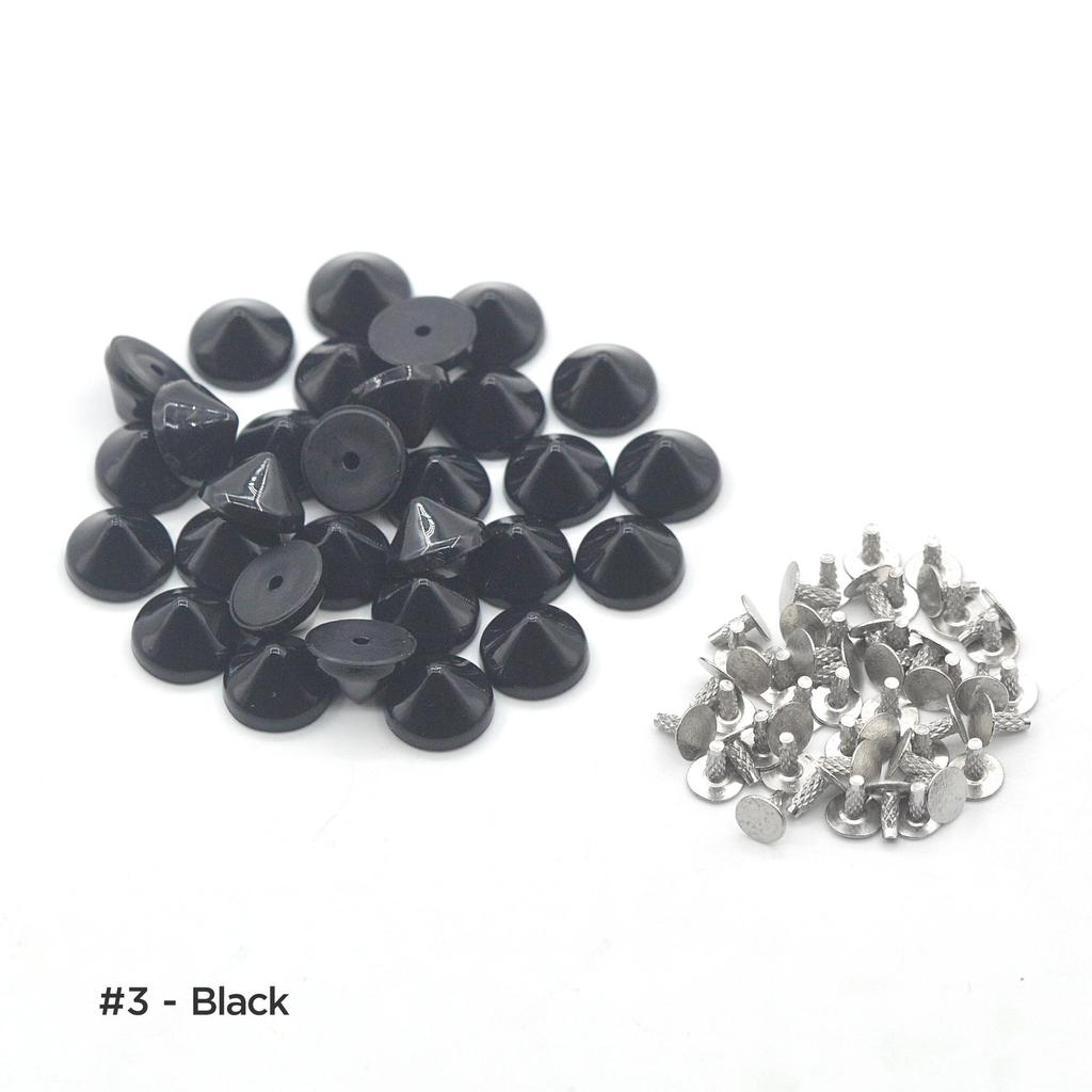 ABS Conical Studs Punk Rivets for Shoes Garment Decoration 6.5x5.2mm, 8x6.2mm 10x6mm