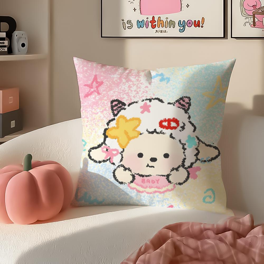 Zodiac Animals with Guitars Cushion Cover Pillowcase Short Plush Invisible zipper Room Sofa Cushion Cover