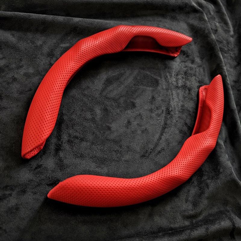 2Pcs Carbon Fiber Silicone Car Steering Wheel Cover Anti-Skid Booster Cover Accessories 38Cm Auto Deco Body Kit