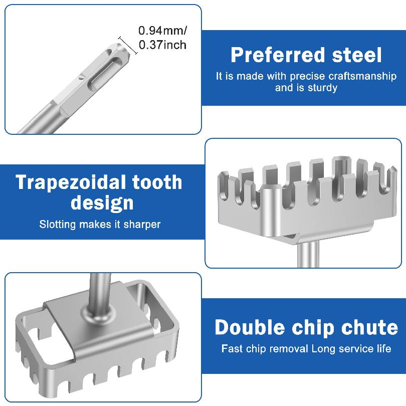 Square Hole Opener for SDS Plus Rotary Hammer Fast Wall Square Hole Puncher for Electrical Box Wall Slotting Installation Socket