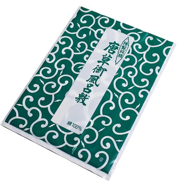 Arabeskenmuster Furoshiki Mit Tasche Inklusive (Einwickeltuch), 100% Baumwolle, Japan, Grün, (Drei Breiten)