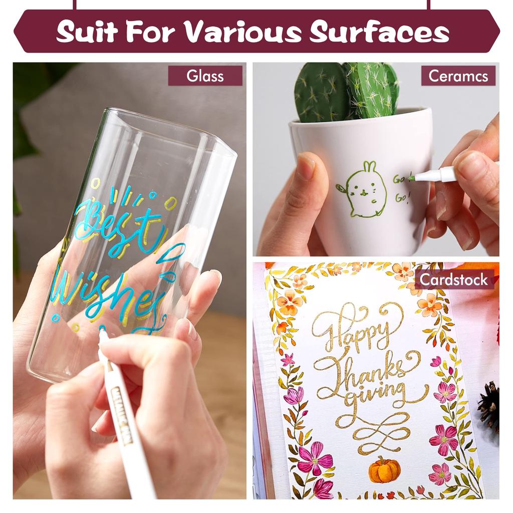 Shuttle Art Metallic Marker Set with Adult Coloring for Photo Handmade New and Surfaces Such As and Perfect for Comics and Crafts Pens, 30-Color Book,